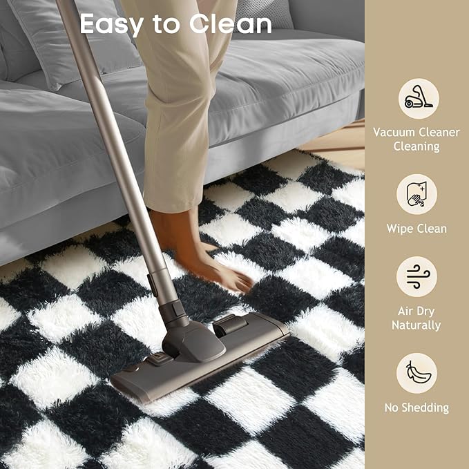 Ophanie Checkered Black & White Rug - Image 5