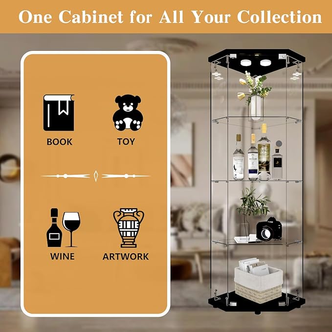 Beauty4U Glass Display Corner Cabinet - Image 6