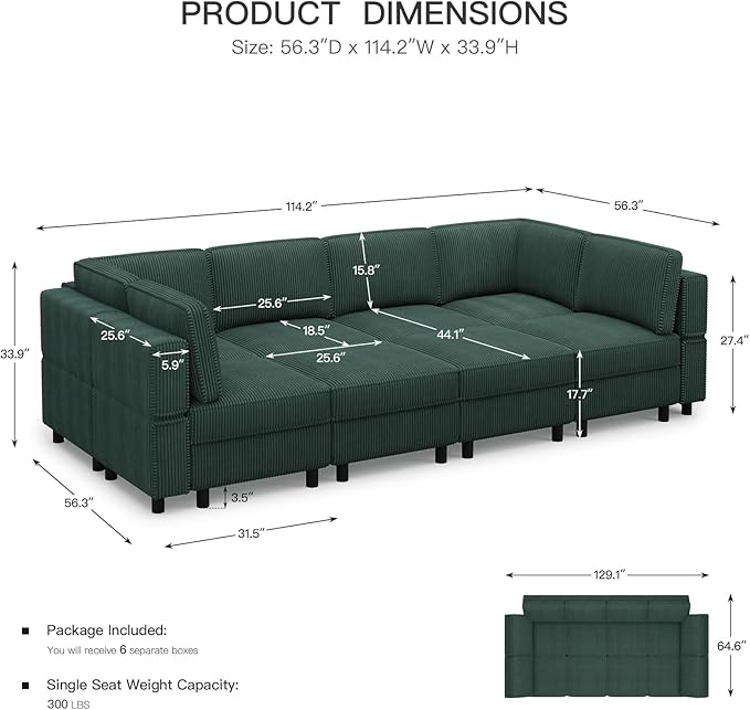 Belffin 114.2" 8 Seats Modular Sectional Sofa - Image 2