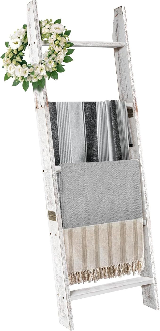 Honest Blanket Ladders for The Living Room, 5-Tier Blanket Holder, Wall-Leaning - Image 9