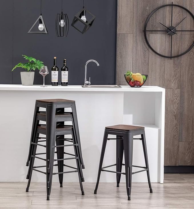 HAOBO Home 26" Backless Metal Counter Stool Height Bar Stools Barstools - Image 7