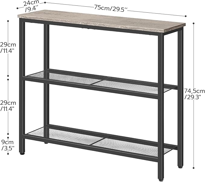 HOOBRO 29.5" Narrow Console Table, 3-Tier Entryway Table, Thin Sofa Table - Image 3