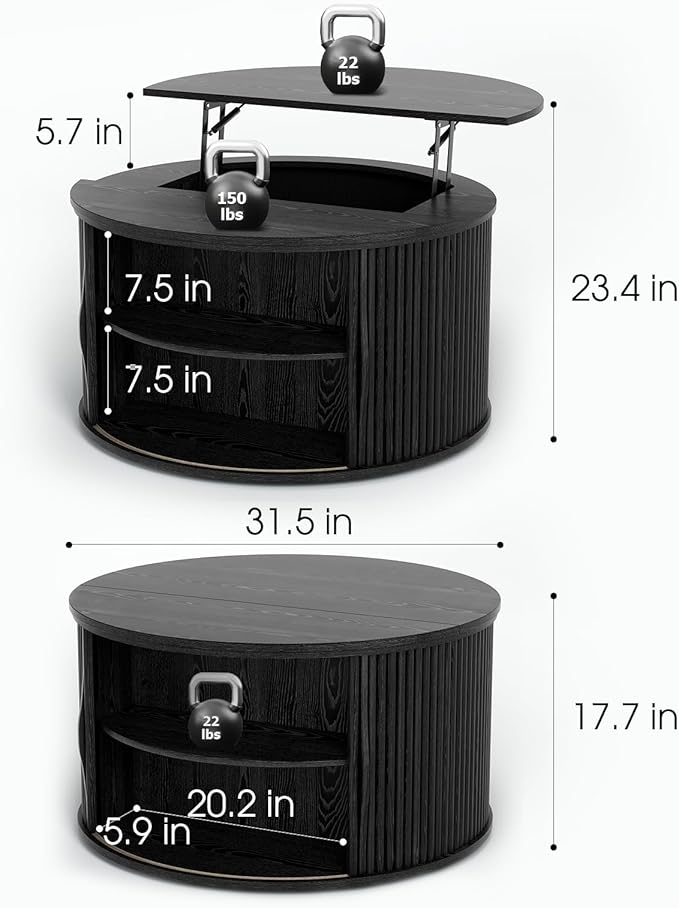 SULIVES Round Coffee Table - Image 2