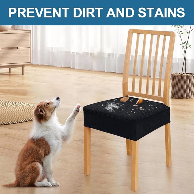 Smiry Waterproof Seat Covers for Dining Room Chairs Set of 10, Stretch Jacquard - Image 6
