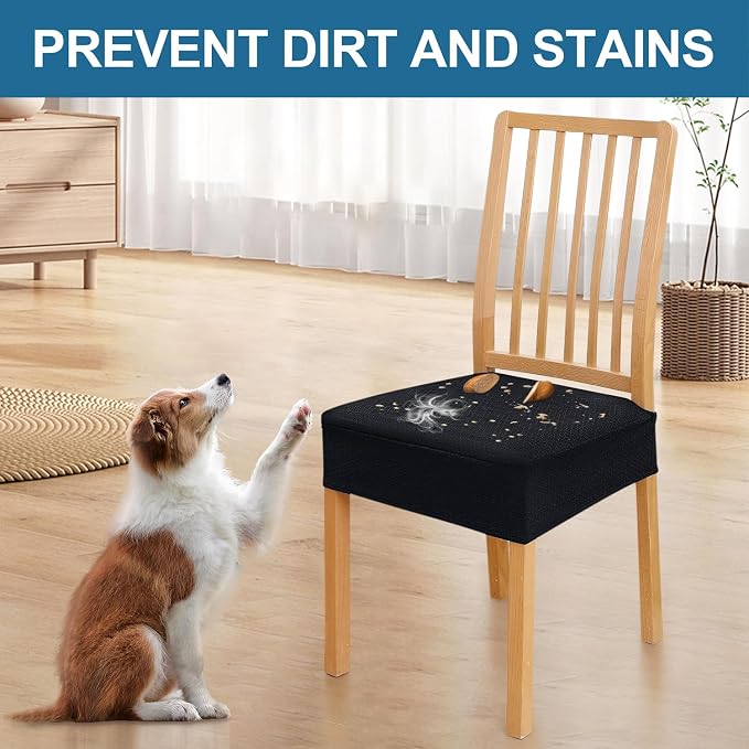 Smiry Waterproof Seat Covers for Dining Room Chairs Set of 2, Stretch Jacquard - Image 6