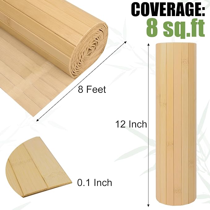 Bamboo Wall Panel for Interior Wall Decor, Renewable Pole Wrap Wainscoting Roll - Image 2