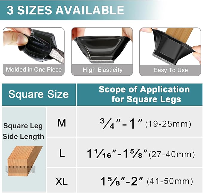 24 Pcs Chair Leg Floor Protectors Square - Image 5