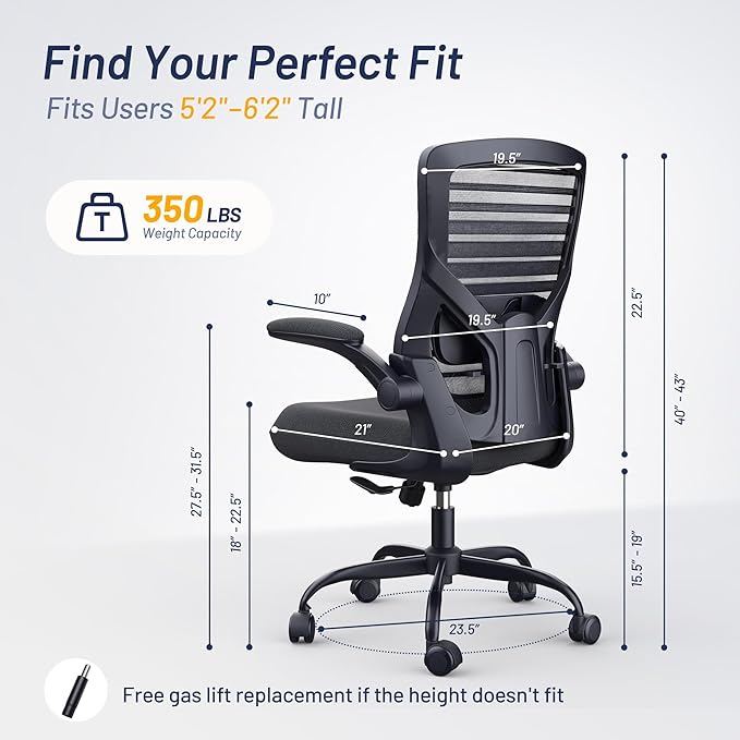 Office Desk Chair for Long Hours & Lower Back Pain Relief – 4“ Thick Molded - Image 3