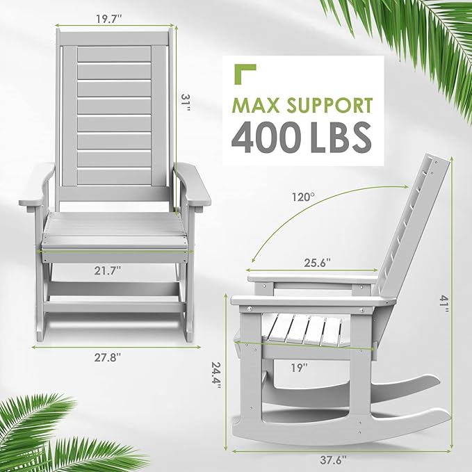GREENVINES Outdoor Rocking Chair Set | 3-Piece | 2 Rocking Chairs - Image 3
