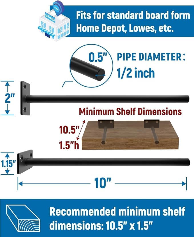 LEOPO 32-Pack 10 inch Floating Shelf Brackets, Hidden Shelf Bracket - Image 3