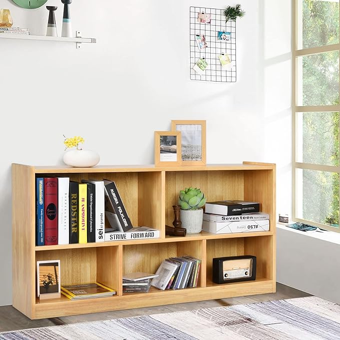 Tangkula 5 Cube Bookcase, 2 Tier Wooden Storage Open Bookshelf, Kid's Playroom - Image 2