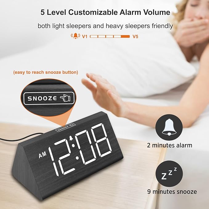 DreamSky Wooden Digital Alarm Clock - Image 6