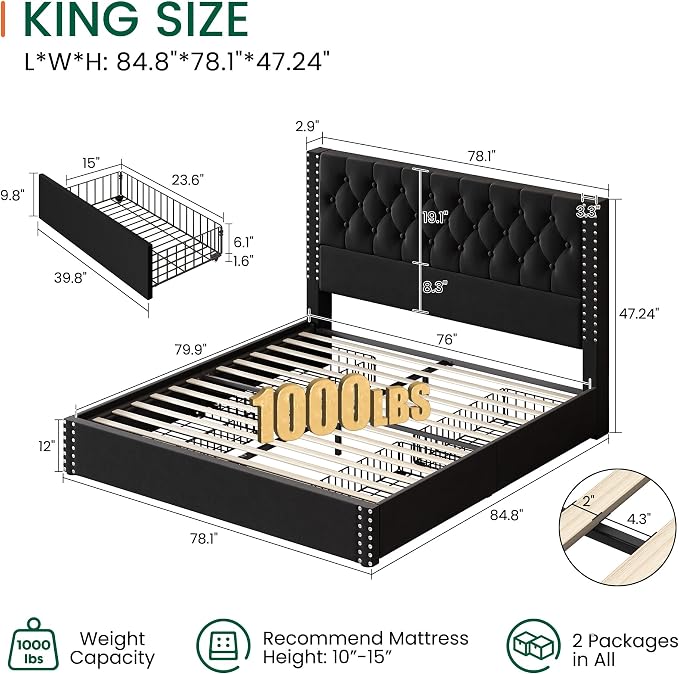 LARMACE King Size Bed Frame - Image 2