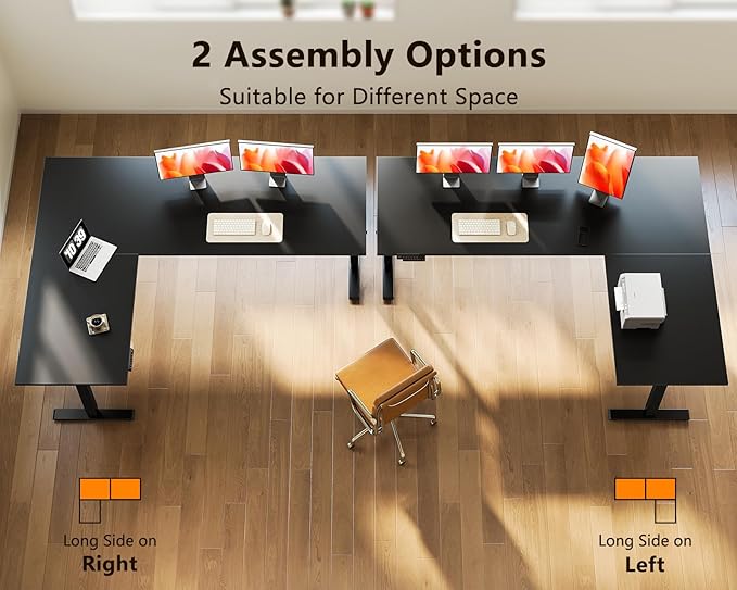 Casaottima 71 Inch Reversible Electric L Shaped Standing Desk, Height - Image 5