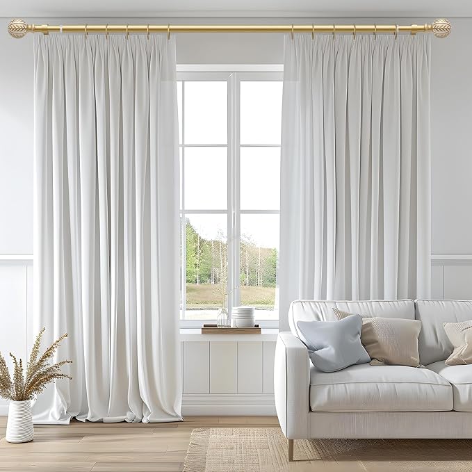 QDWIS Gold Curtain Rods for Windows 72 to 144 inch, Rustic Decorative Drapery - Image 2