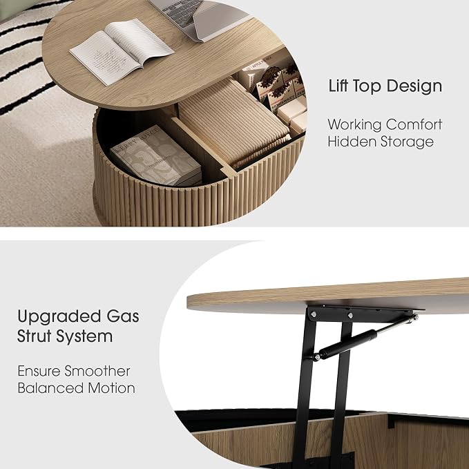 JOINICE 42.5" Oval Lift Top Coffee Table - Image 5