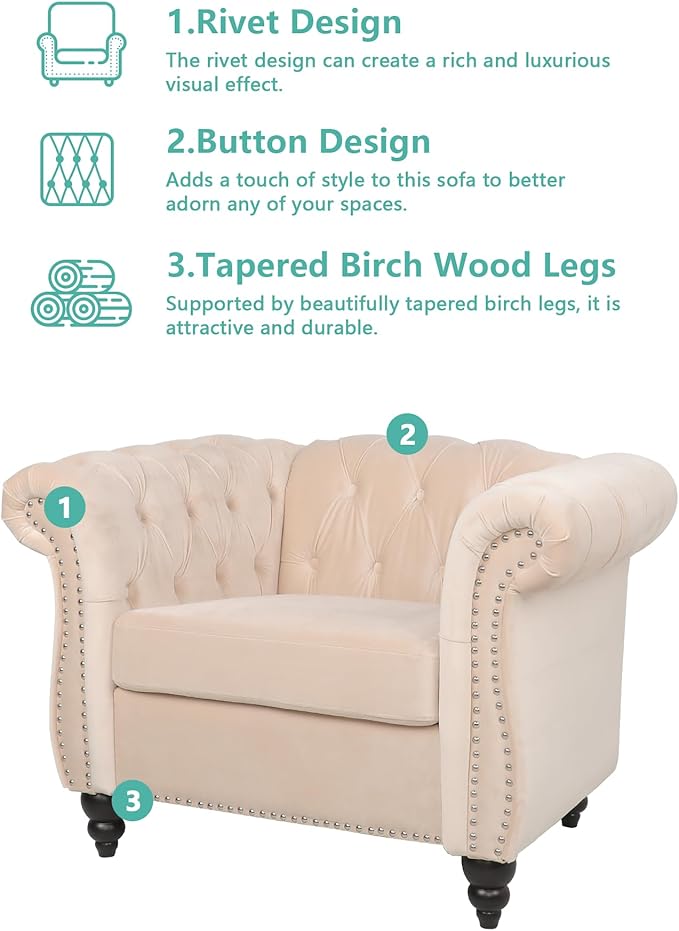 AVZEAR Living Room Accent Chair, Upholstered Sofa Chair Single Sofa Chair - Image 5