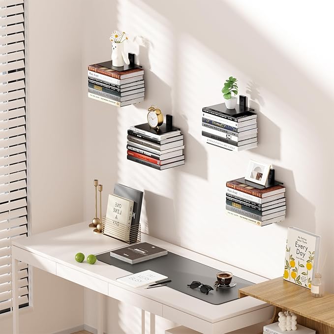 Invisible Floating Bookshelf for Wall, 8 Tier Vertical Spine Book Tower Wall - Image 2