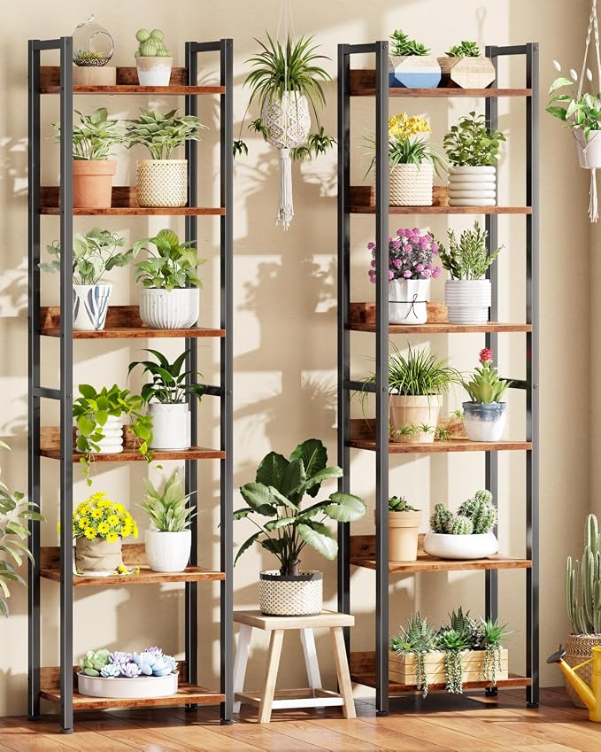 Furologee Book Shelf Set of 2, 6 Tier Tall Shelf - Image 7