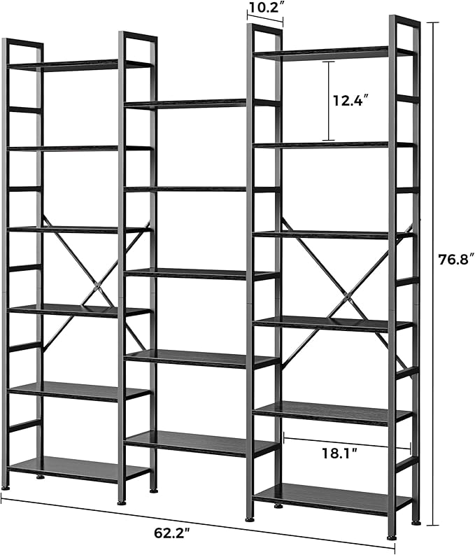 SUPERJARE Triple Bookshelf, Bookcase - Image 3