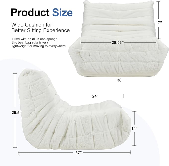 Bean Bag Chairs for Adults Giant Bean Bag Chair Memory Foam BeanBag Chair Bean - Image 2