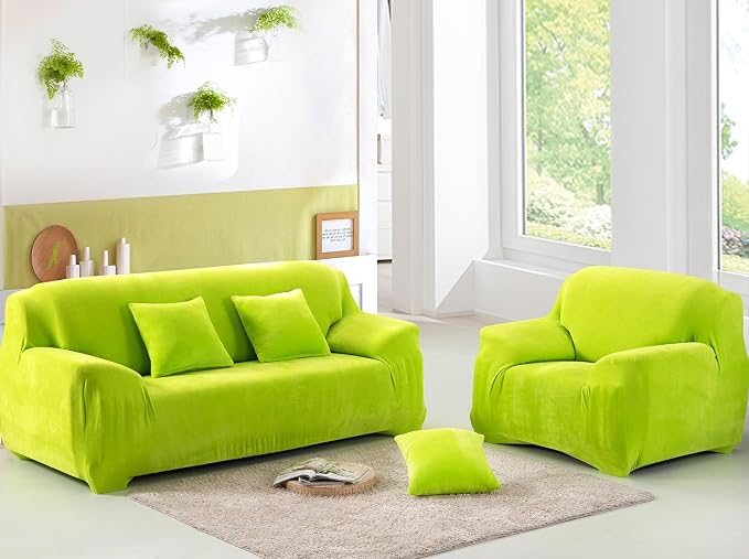 vctops 1-Piece Velvet Plush Stretch Loveseat Sofa Slipcover - Image 2