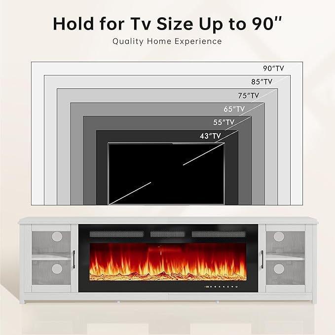MXV 80" Fireplace TV Stand, Modern Entertainment Center - Image 7