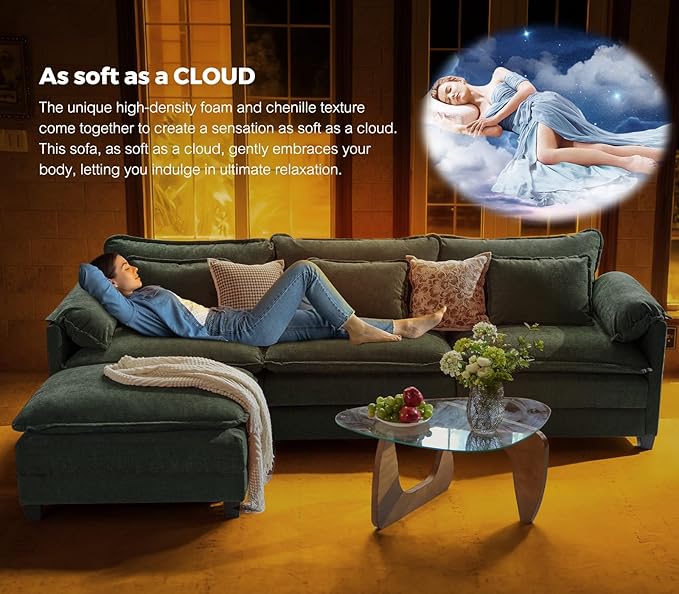 ELUCHANG 116" Luxury Modular Sectional Sofa, Comfy Deep Seat Cloud Couch - Image 4