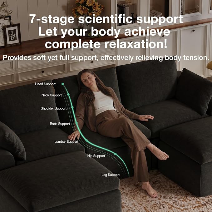 Novilla 133.8" Modular Cloud Couch, Modern Sectional Sofa - Image 7