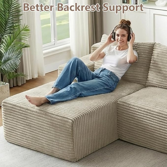 96" Cloud Sectional Couch U-Shaped Chaise - Image 5
