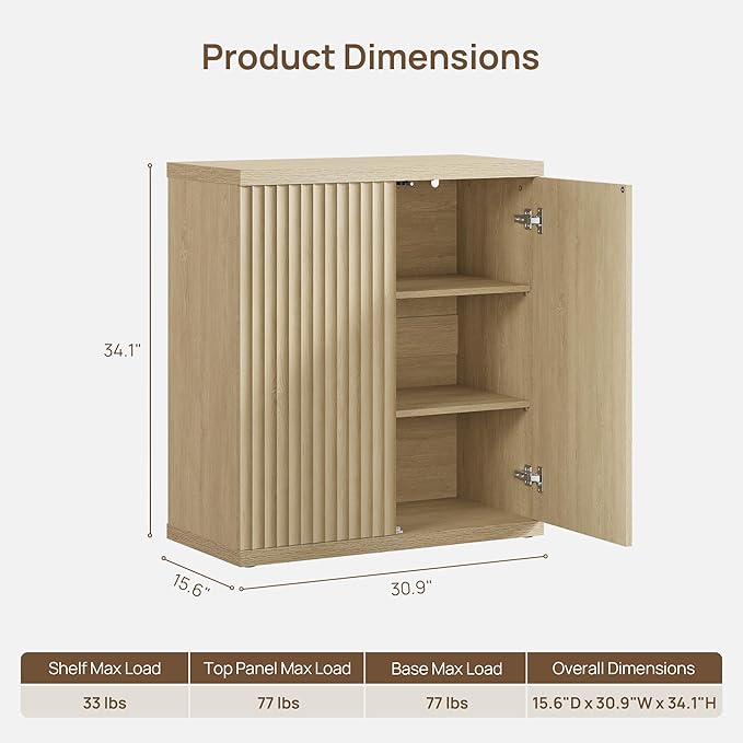 SICOTAS Buffet Cabinet with Storage Accent Sideboard Modern Credenza with Doors - Image 3