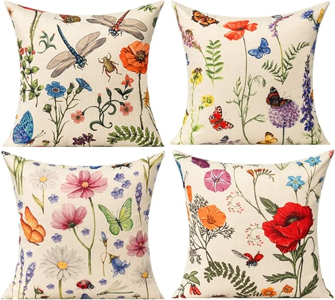 All Smiles Outdoor Patio Throw Pillow Covers 24x24 Set of 4 Summer Spring by AllSmiles