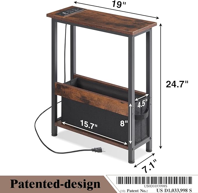 Slim Charging End Table with Storage - Image 3