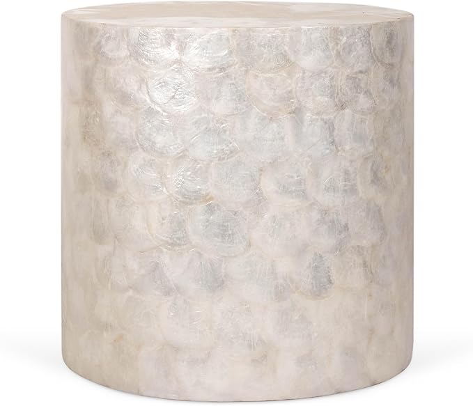 East at Main Capiz Shell Side Table – White Accent Table, Small Decorative - Image 4