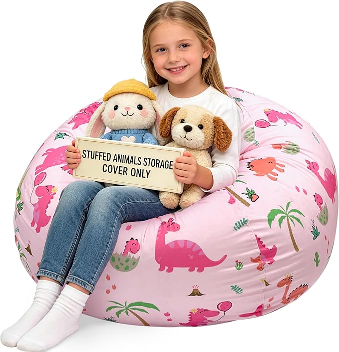 Lukeight Stuffed Animals Storage Bean Bag Chair Cover by Lukeight
