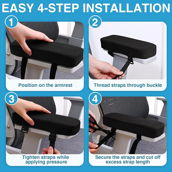 Smiry Ergonomic Office Chair Armrest Pads, Memory Foam Arm Rest Covers - Image 6
