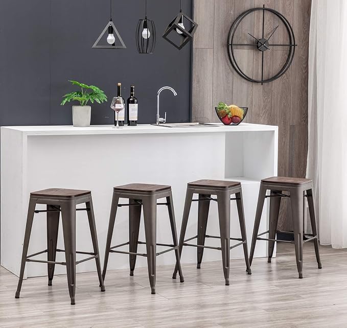30" Backless Metal Counter Stool Height Bar Stools - Image 8