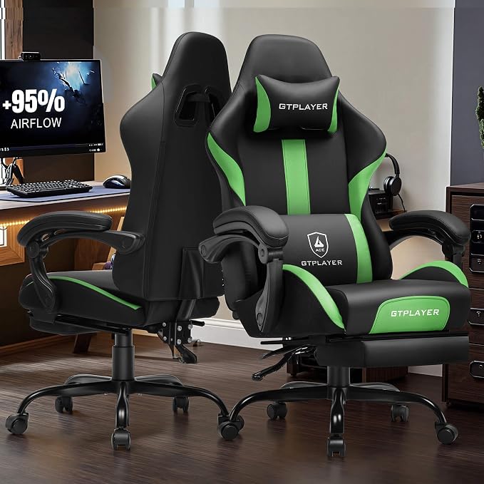 GTPLAYER Gaming Chair with Pocket Spring Cushion, Leather Office Chair with - Image 2