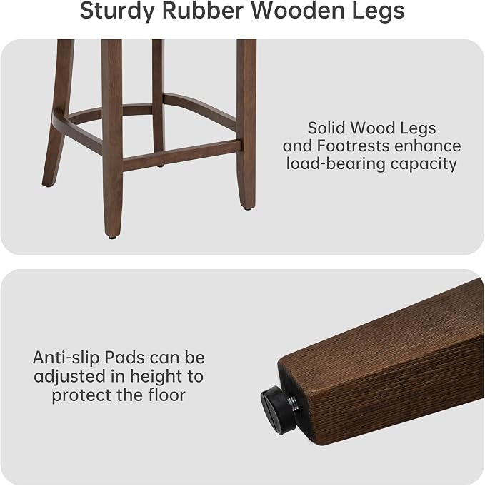 VKNOW Bar Stools Set of 2, Modern Counter Stools - Image 7