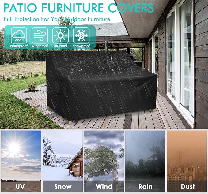 WLEAFJ Patio Sofa Cover Waterproof, 3-Seater Outdoor Sofa, Heavy Duty Deep - Image 5