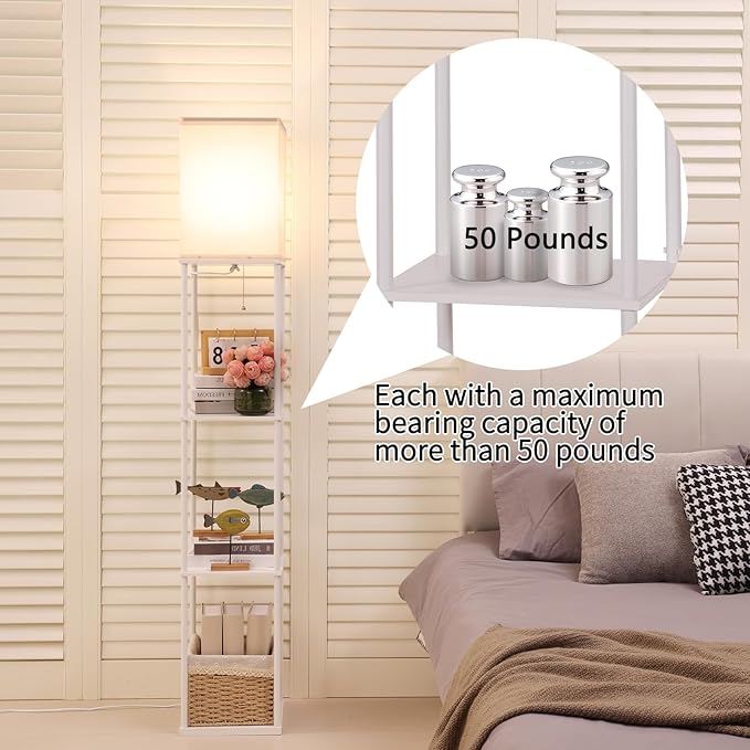 Gupuzm Floor Lamp with Shelves, Modern Square Standing Lamp with 3 Color - Image 3