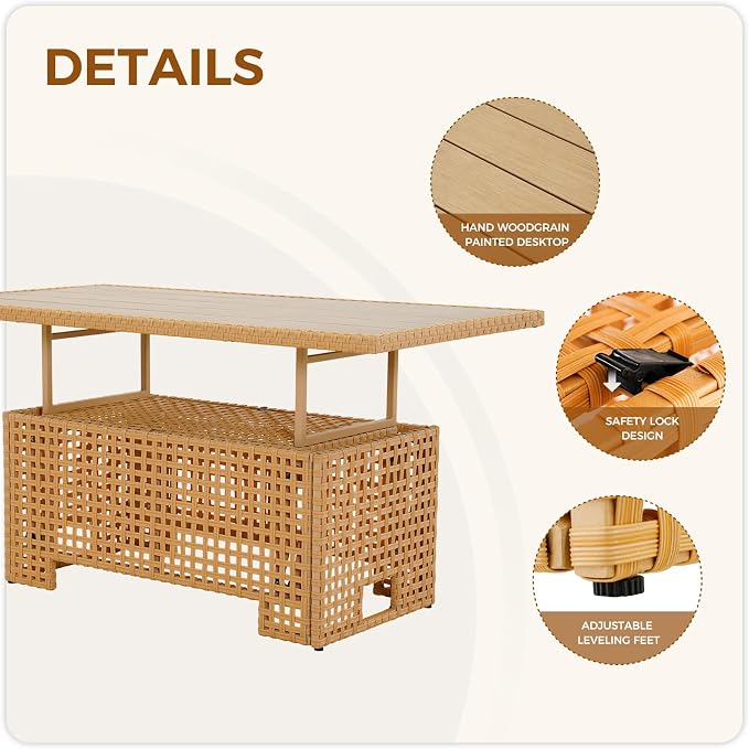 Grand patio 7-Piece Patio Wicker Furniture Set - Image 7