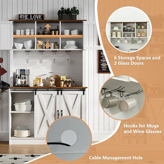 4ever2buy Farmhouse Coffee Bar Cabinet - Image 3