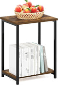 Furinno Simplistic Metal Frame End Table, Amber Pine by Furinno-FitsYourSpaceFitsYourBudget