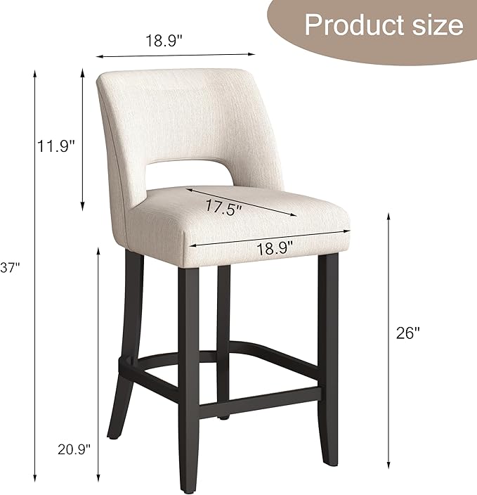 VKNOW Bar Stools Set of 2, Modern Counter Stools - Image 2