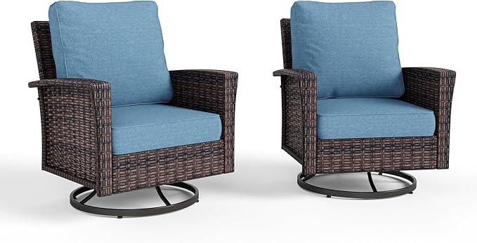 HERA'S HOUSE Outdoor Wicker Swivel Chairs - Image 8