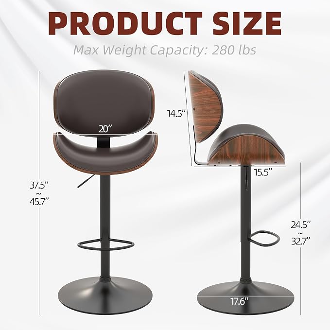 civama Bar Stools Set of 3 for Kitchen Counter, Adjustable Bar Height Chairs - Image 2