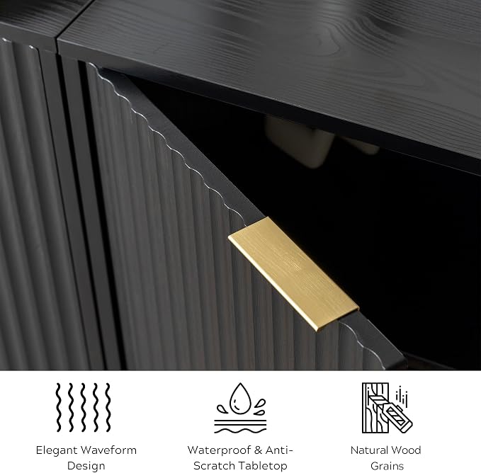 EYYTHUNG Fluted Storage Cabinet Sideboard Buffet Cabinet, Modern Accent Cabinets - Image 8