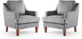 VINGLI Grey Accent Chairs Set of 2, Mid Century Modern Chairs, Upholstered by VINGLI