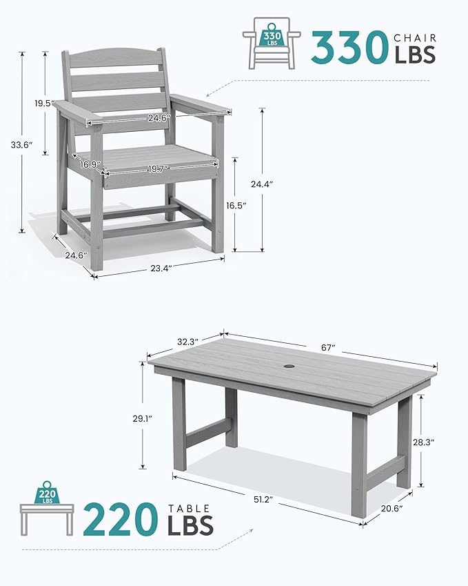 SERWALL Patio Dining Table and Bench Set - Image 5
